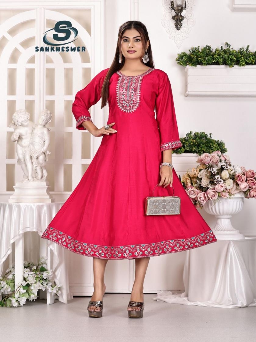 sankheswer anarkali vol 1 readymade amazing roman silk long gowns in wholeslae surat