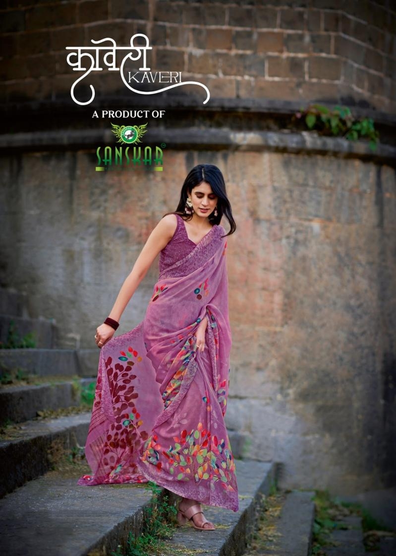 sanskar tex prints kaveri series 91001 to 91012 regular wear bamber georgette sarees in wholesale surat