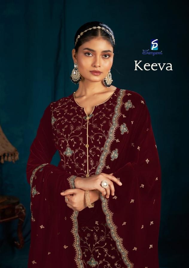 sargam prints keeva series 5101A to 5101D velvet winter hit design winter special salwar kameez in wholesale surat