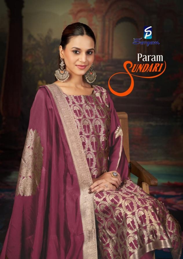 sargam prints sundari series 2722A to 2722D amazing banglory silk jacquard salwar kameez in wholesale surat