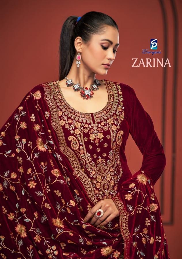 sargam prints zarina series 5401A to 5401D winter special velvet salwar kameez in wholesale surat