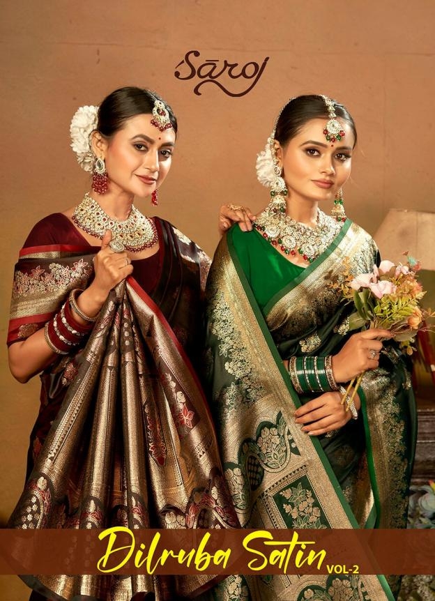 Saroj Dilruba satin silk vol.2 series 1001 to 1004 satin saree in wholesale surat