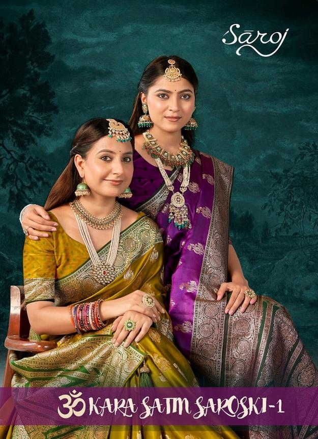 Saroj Omkar satin saroski vol.1 series 1001 to 1005 satin silk saree in wholesale surat