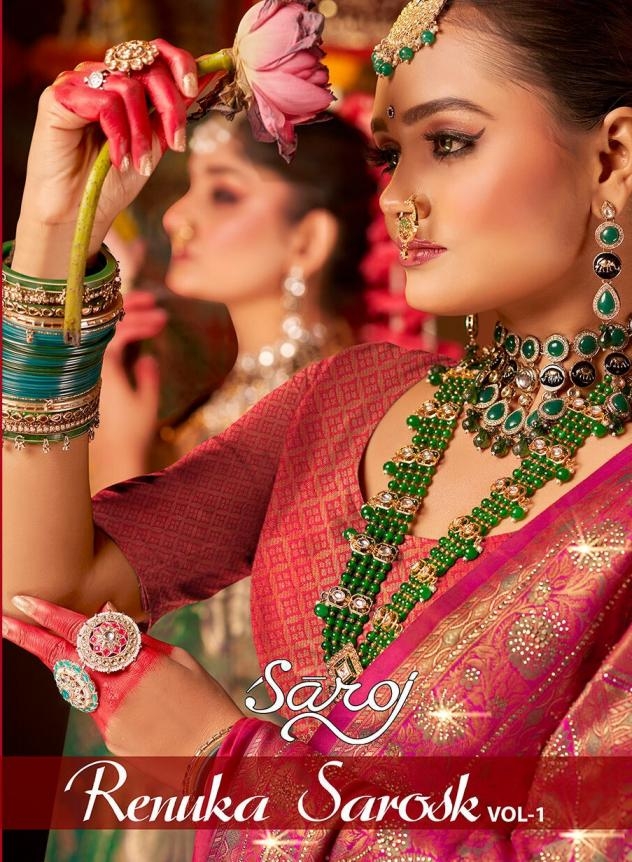 Saroj Renuka Saroski vol.1 series 1001 to 1004 Tissue silk saree in wholesale surat