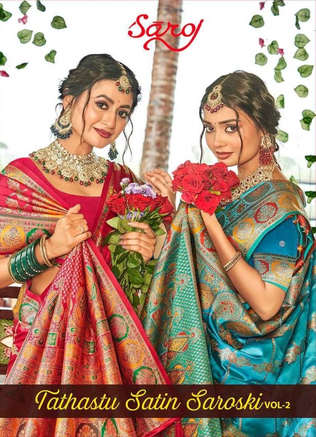 Saroj Tathastu satin silk vol.2 series 1001 to 1006 satin silk saree in wholesale surat