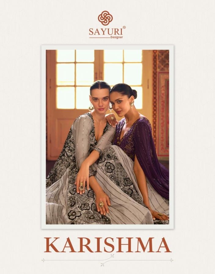 sayuri designer karishma series 5768 to 5770 readymade viscose simar jacquard silk anarkali gowns with jackets in wholesale surat