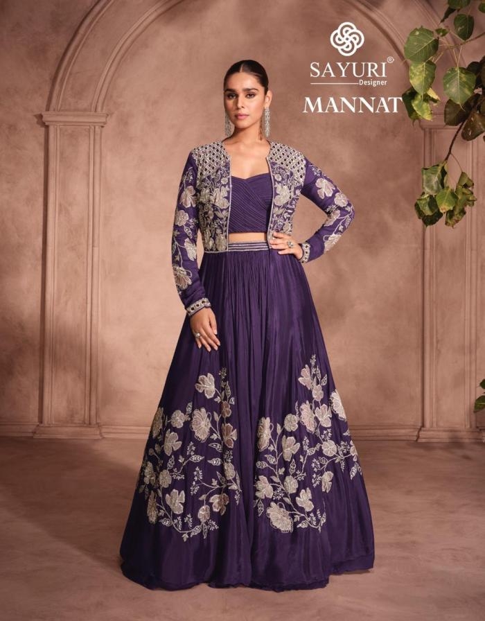 sayuri designer mannat series 5795 to 5798 chinon silk exclusive readymade lehenga choli in wholeslae surat