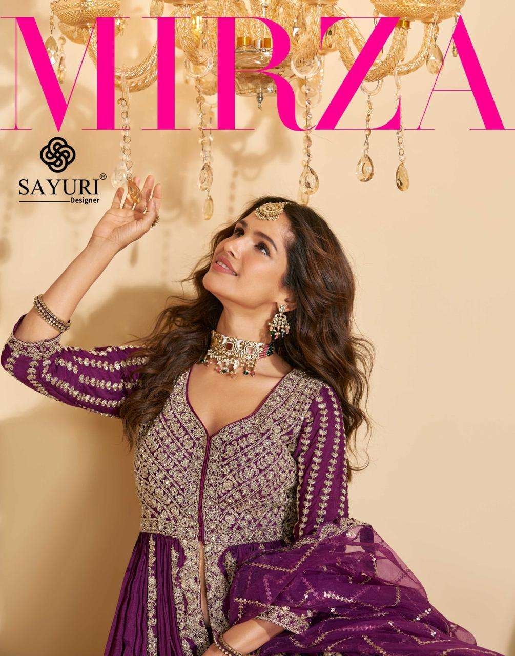 Sayuri Mirza 5811A to 5811E real chinon silk Partywear Designer Indo Western suit in wholesale surat