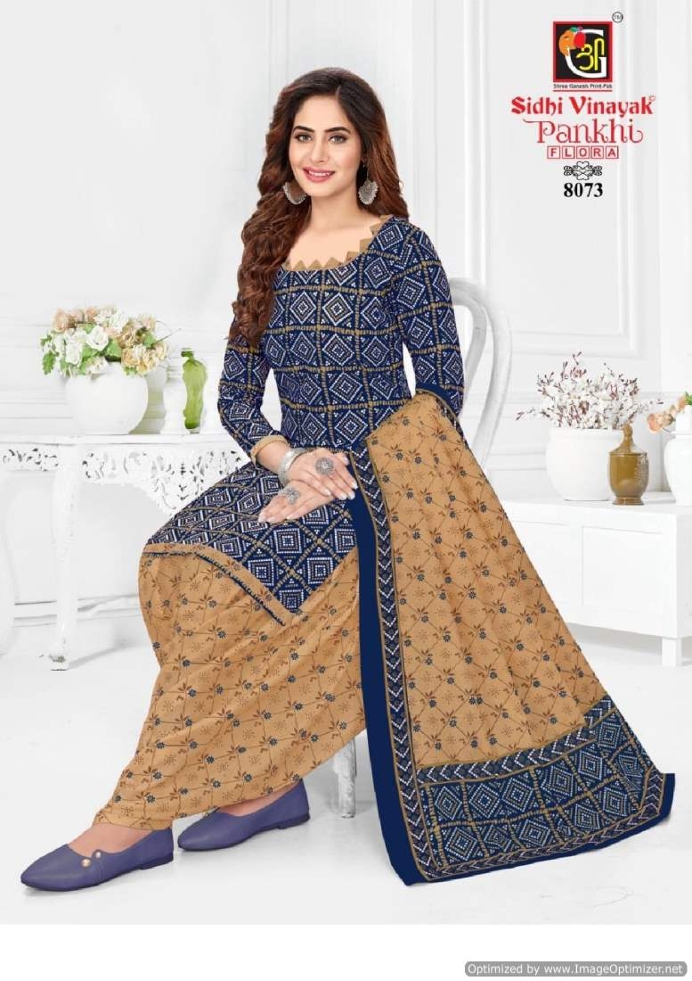Sidhi Vinayak Pankhi Flora Vol-1 series 8071 to 8084 Heavy Cotton Printed salwar kameez in wholesale surat
