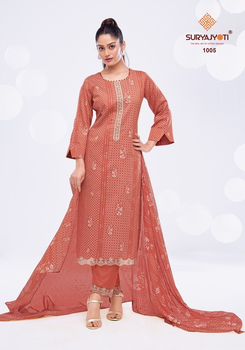 Suryajyoti Kasuti Vol-1 series 1001 to 1006 Jaam Satin Print With Tie & Border Embroidery Work salwar kameez in wholesale surat