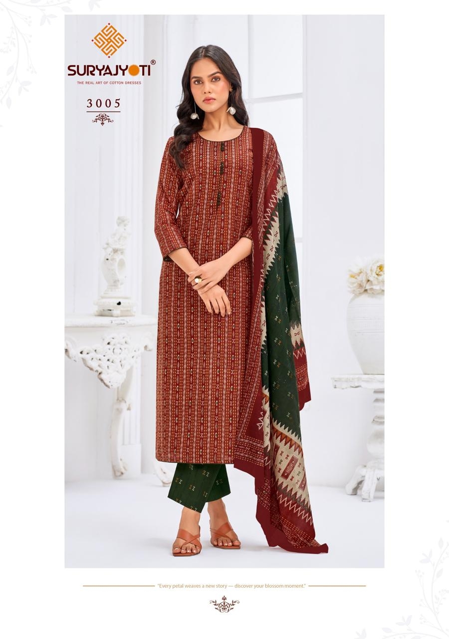 SuryaJyoti Paridhi Vol-03 series 3001 to 3010 Pure Cotton Printed salwar kameez in wholesale surat