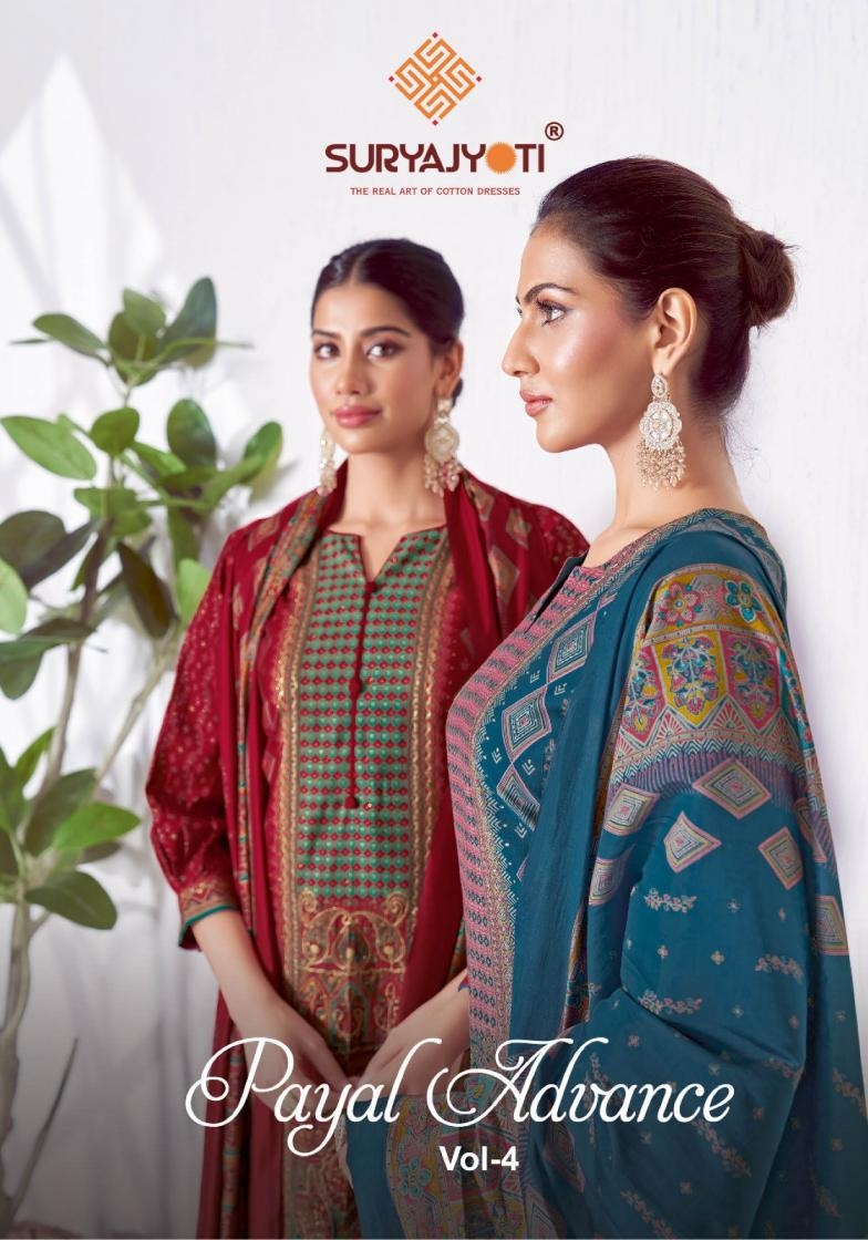 suryajyoti payal advance vol 4 series 4001 to 4006 readymade casual modal silk suiot in wholesale surat