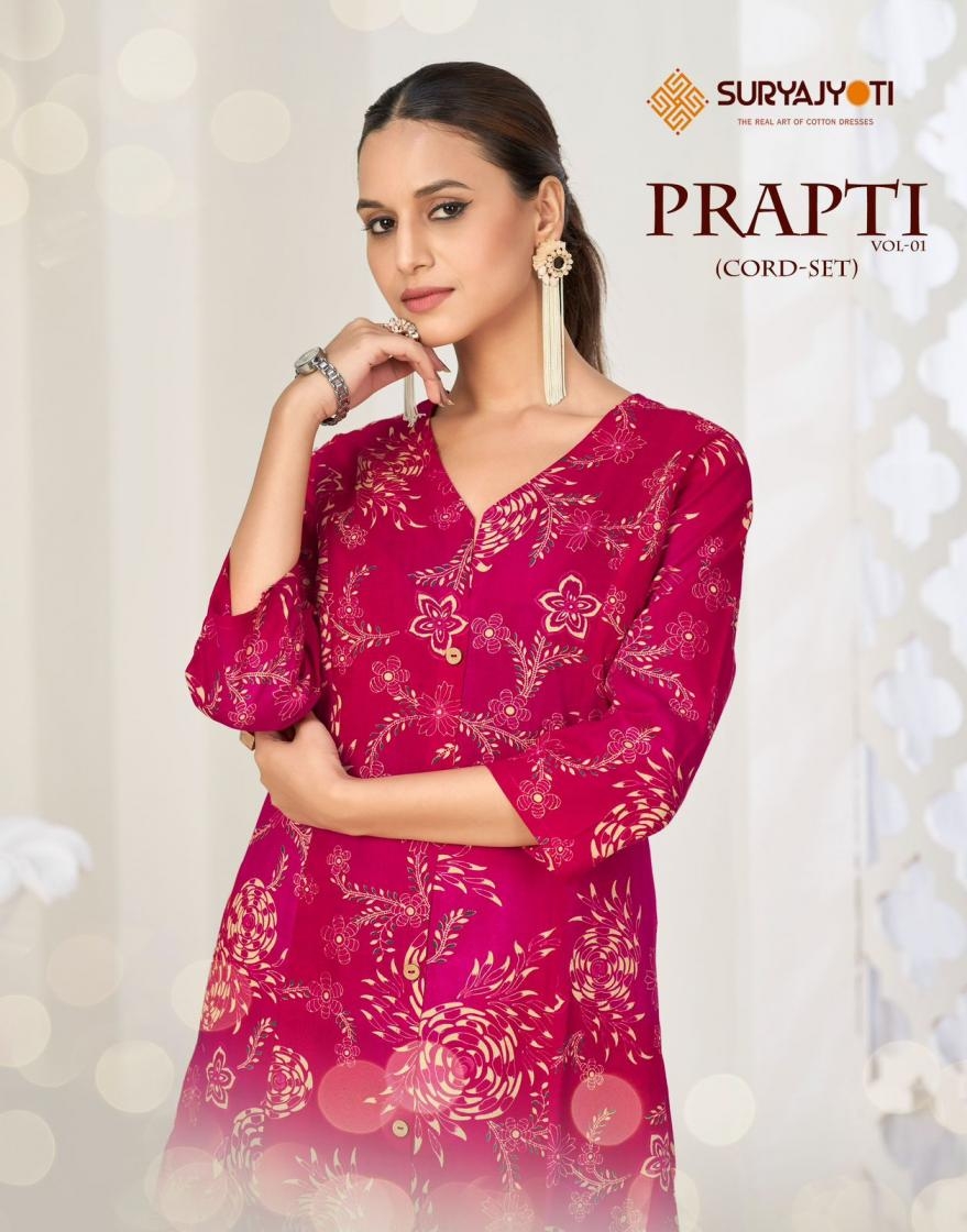 suryajyoti prapti vol 1 series 1001 to 1008 cotton readymade daily wear co-ord in wholesale surat