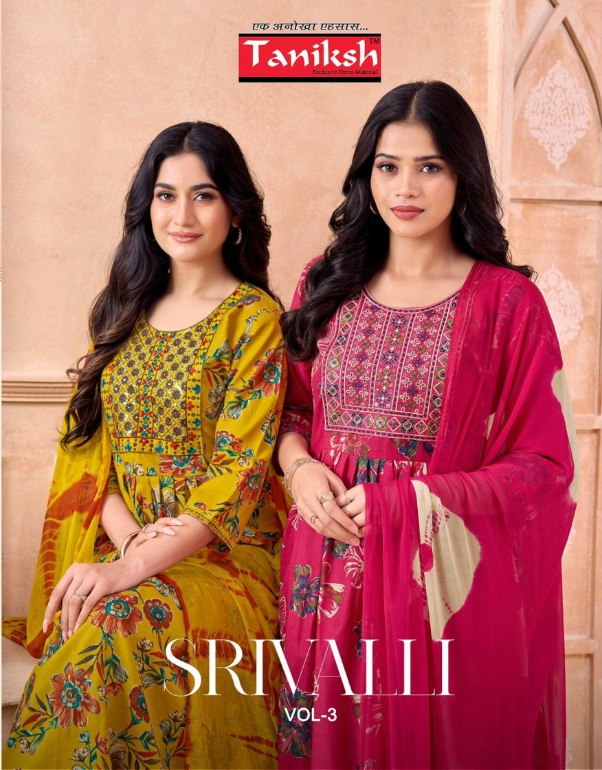 taniksh srivalli vol 3 series 3001 to 3008 amazing capsule readymadesuit in wholesale surat