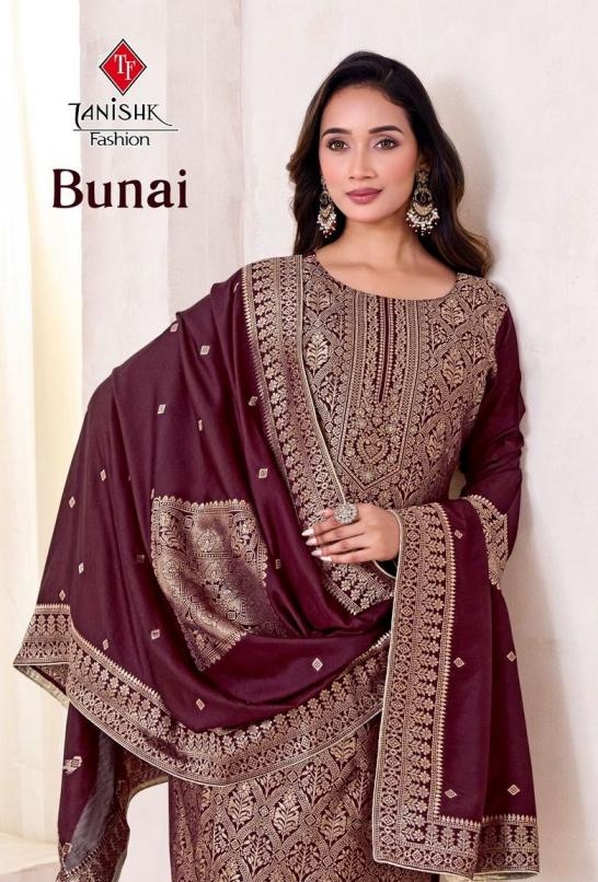 tanishk bunai series 601 to 604 viscose muslin jacquard gorgeous look suit in wholesale surat