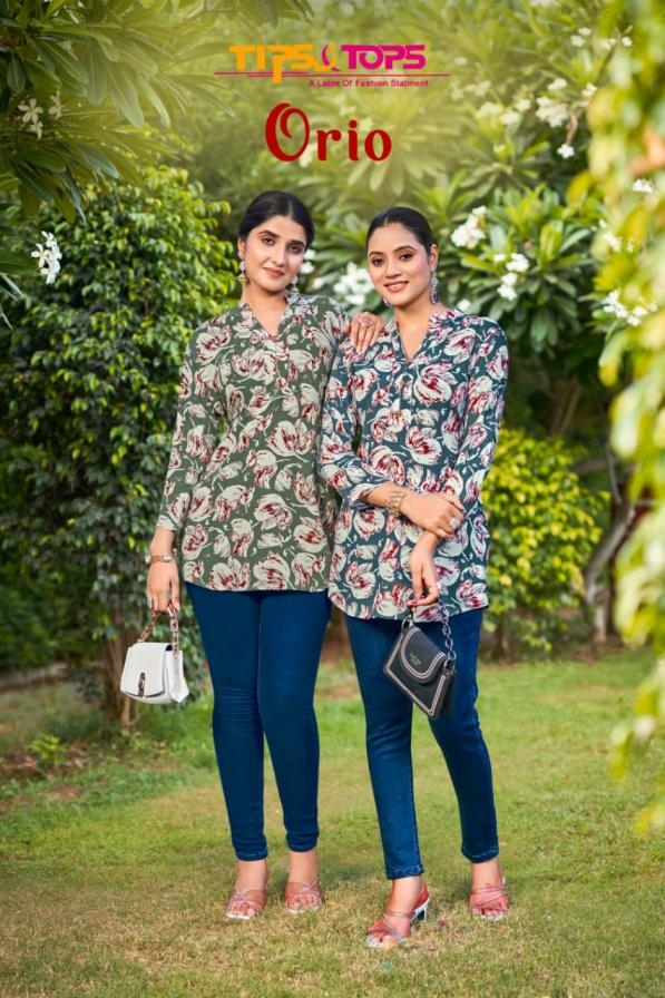 tips & tops orio series 1001 to 1006 rayon readymade classic tops in wholesale surat