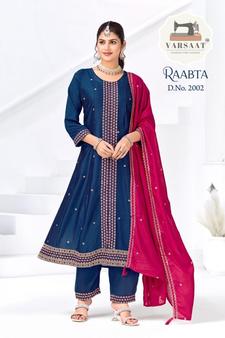 varsaat vishnu raabta attractive look vichitra silk readymade combo suit in wholesale surat