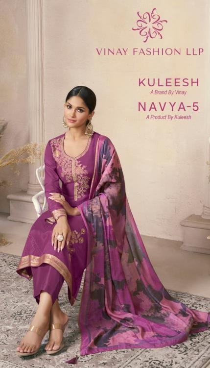 vinay kuleesh navya vol 5 series 74851 to 74854 viscose viscose machlin weaved party wear suit in wholesale surat