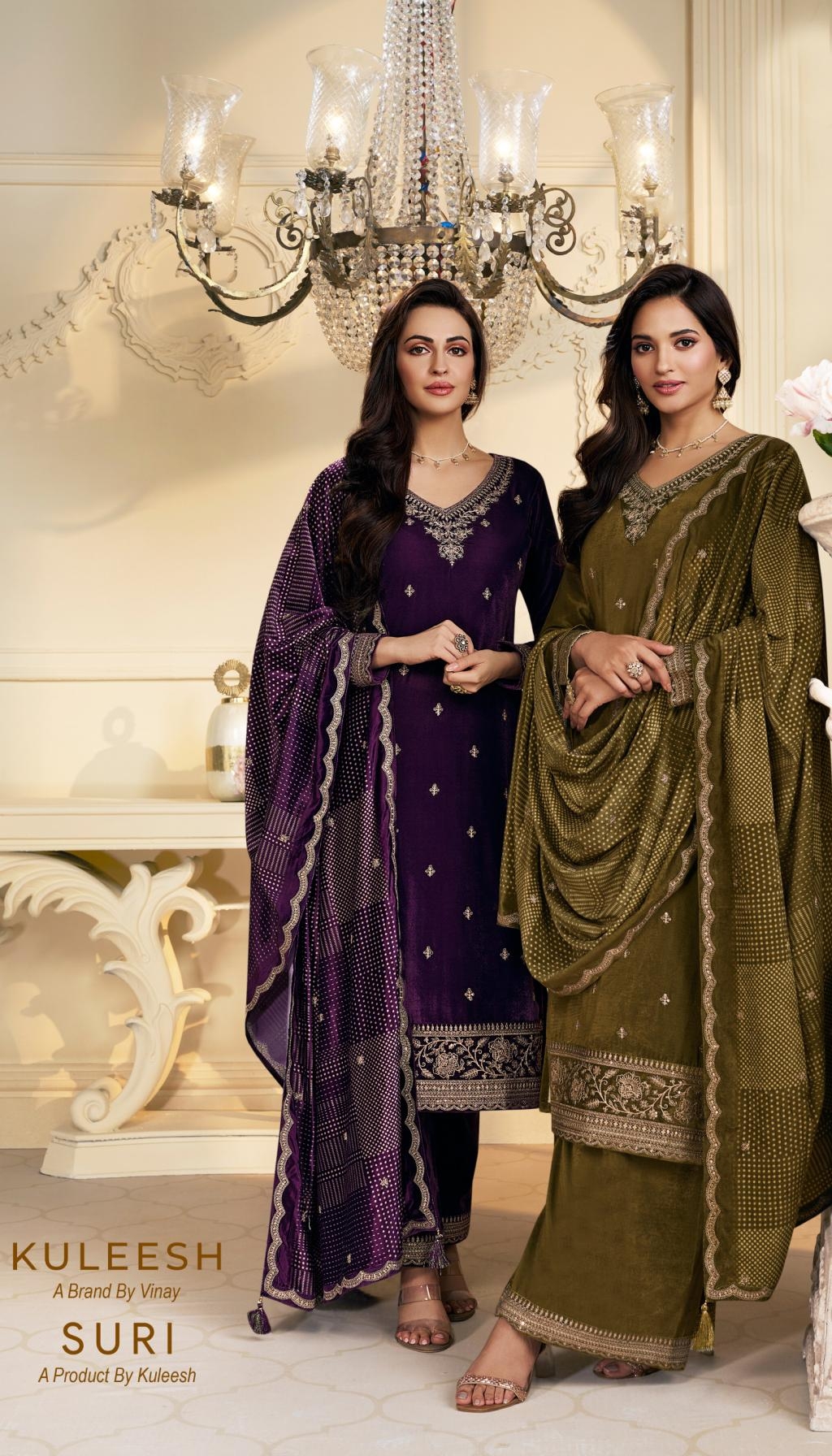 vinay kuleesh suri series 75751 to 75755 winter special velvet designer salwar kameez in wholesale surat