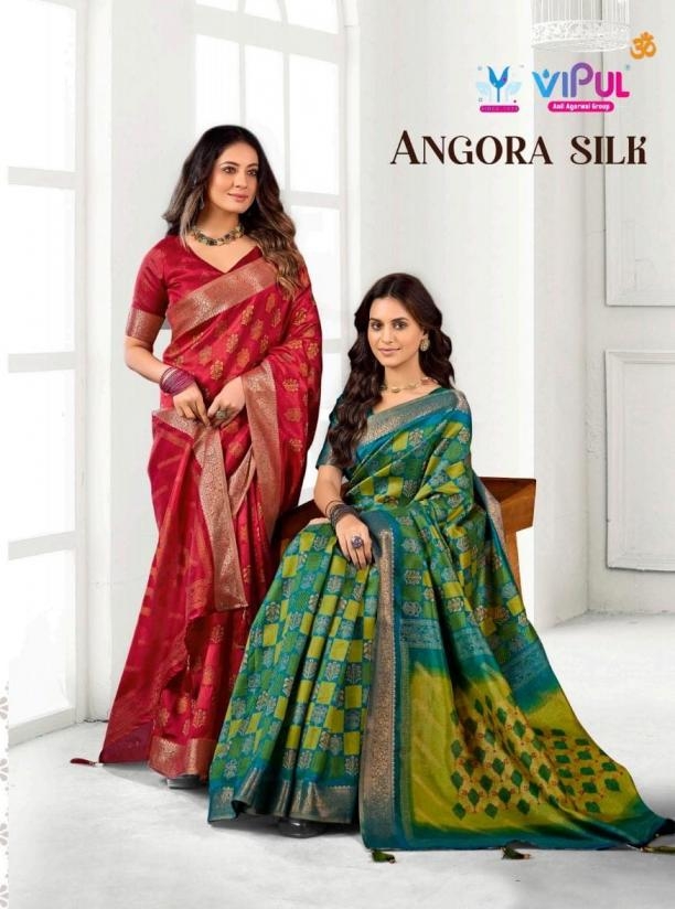 vipul fashion angora silk pretty look series 91377-91382 silk saree in wholesale surat