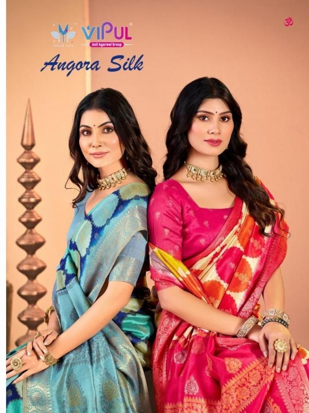vipul fashion angora silk series 91386-91391 trendy silk sarees in wholesale surat