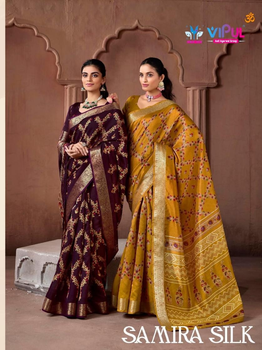 vipul fashion samira silk series 91332-91337 soft silk best saree in wholesale surat