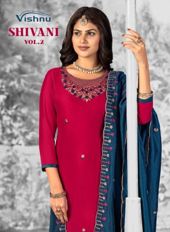 vishnu shivani vol 2 series 44001 to 44012 vichitra silk salwar kameez in wholesale surat