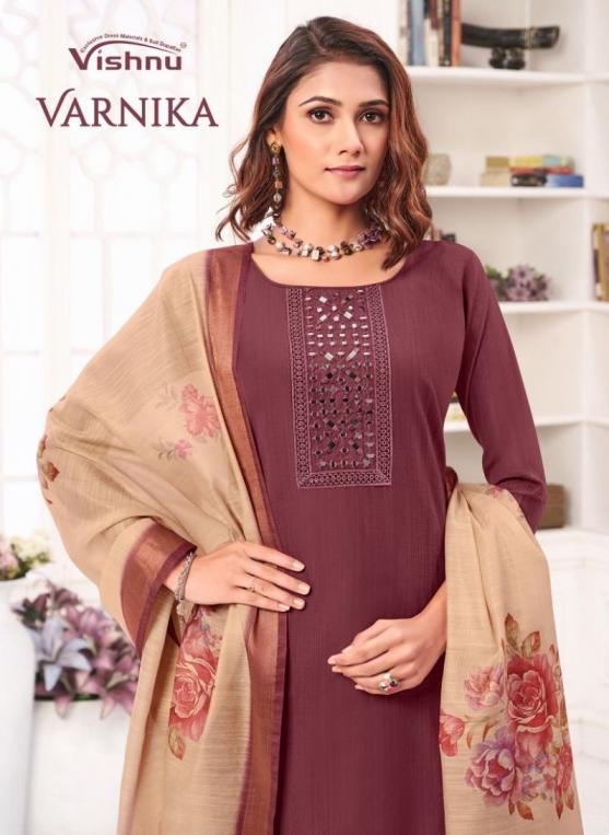 vishnu vernika series 41001 to 41012 jamdani silk pretty look suits in wholesale surat