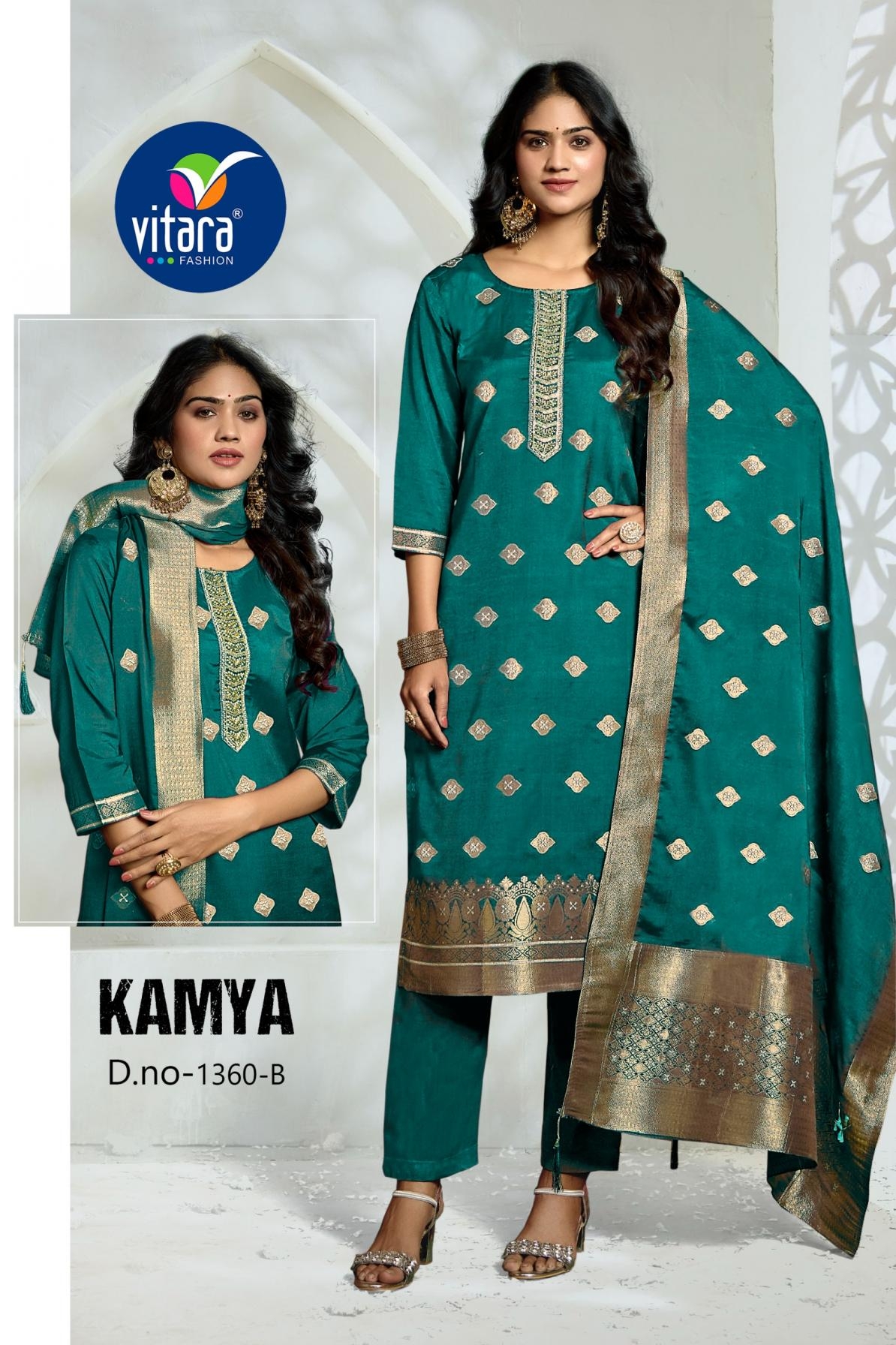 vitara fashion series 1360A to 1360B kamya readymade muslin weaving combo ladies suits in wholesale surat