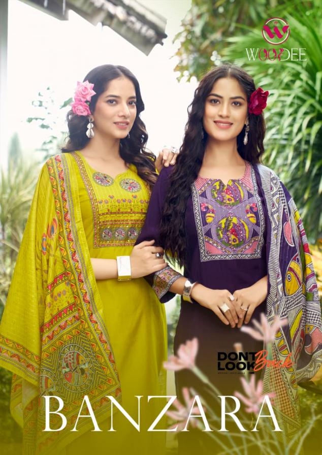 woodee banzara series 1001 to 1006 viscose vatican readymade suits in wholesale surat