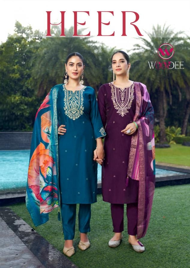 woodee heer series 1001 to 1004 viscose vatican readymade stylish suit in wholesale surat