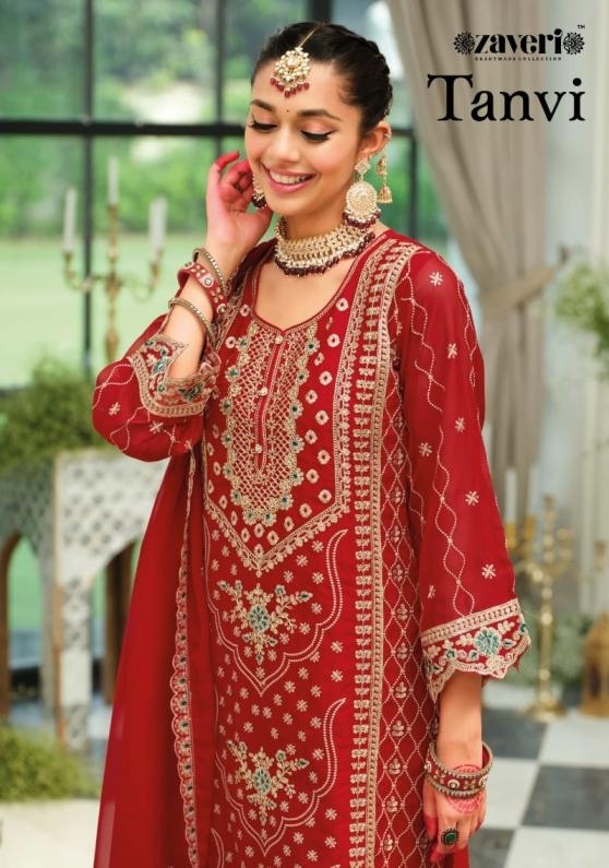 zaveri tanvi series 2131 to 2132 organza embroidery readymade pakistani suit in wholesale surat