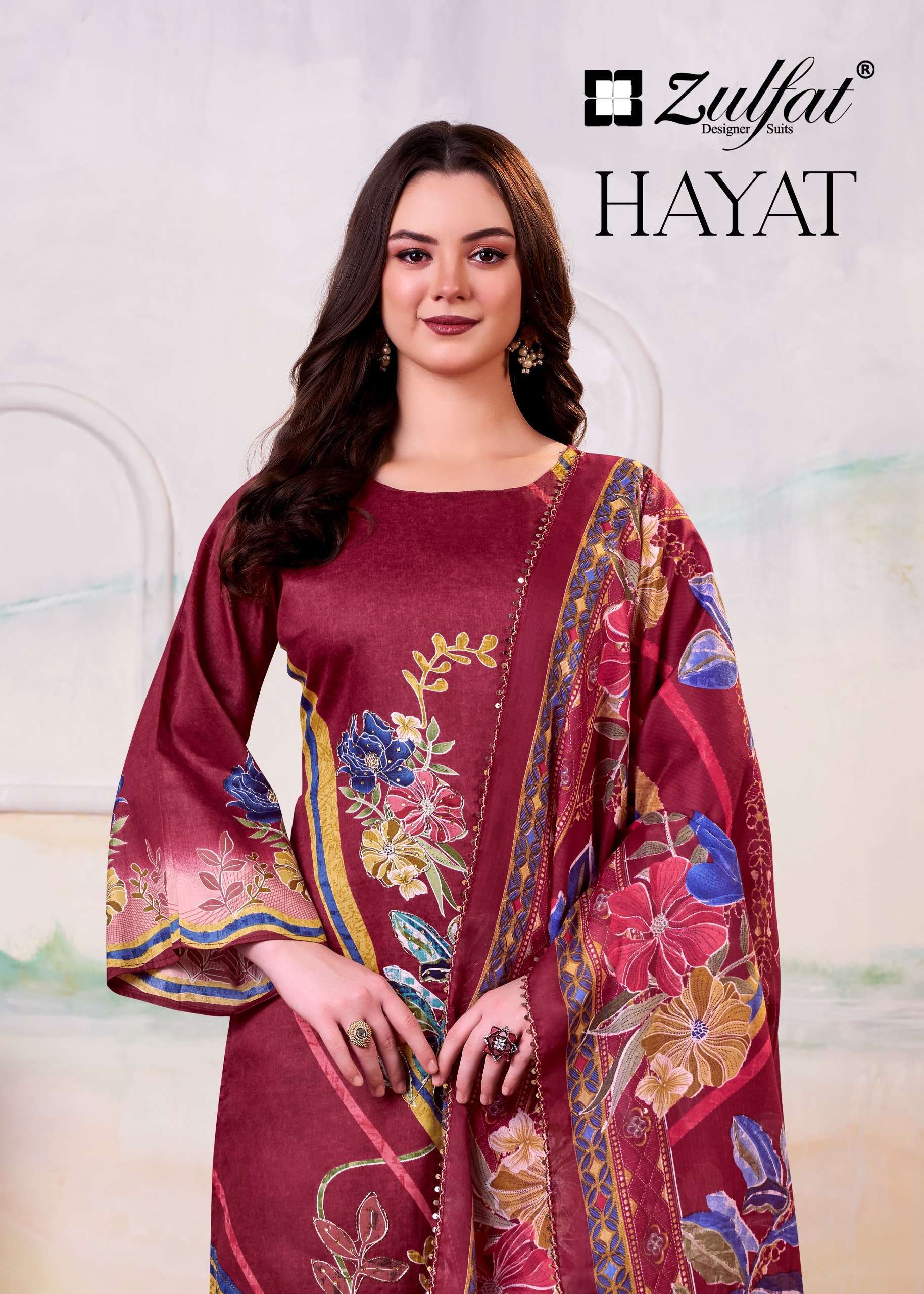 zulfat designer hayat series 681001 to 681004 readymade big size pakistani suit in wholesale surat