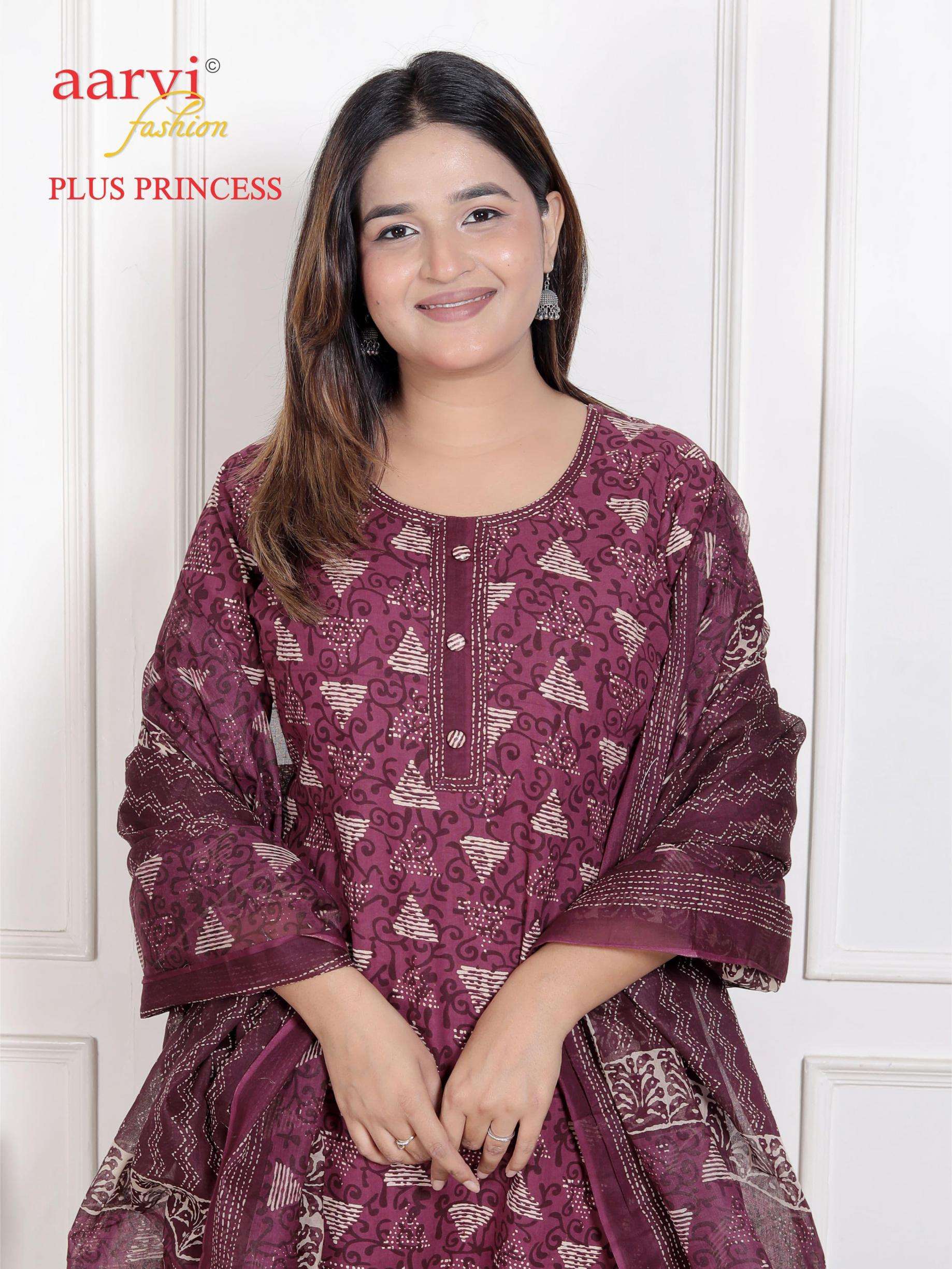 aarvi fashion plus princess vol 5 series 7549 to 7550 cotton readymade plus size suit in wholesale surat