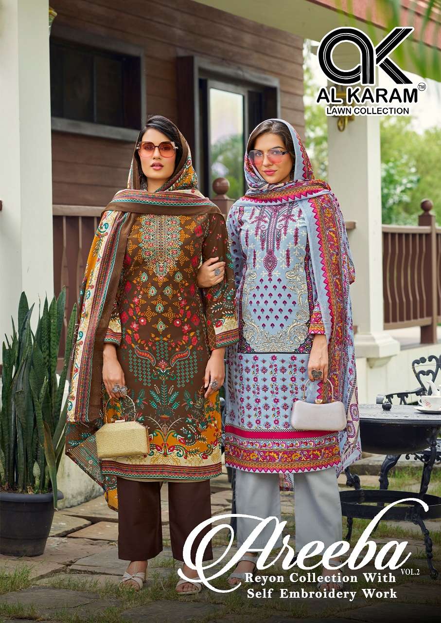 Alkaram Areeba Vol-2 series 2001 to 2006 Pure Rayon Exclusive Designer Print Karachi style salwar kameez in wholesale surat