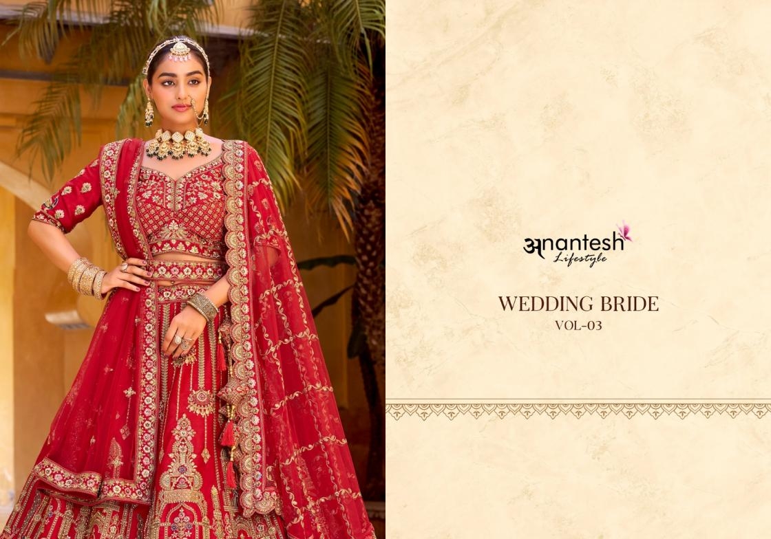 anantesh lifestyle wedding bride vol 3 series 13006 to 13010 semi stitch silk velvet lehenga in wholesale surat