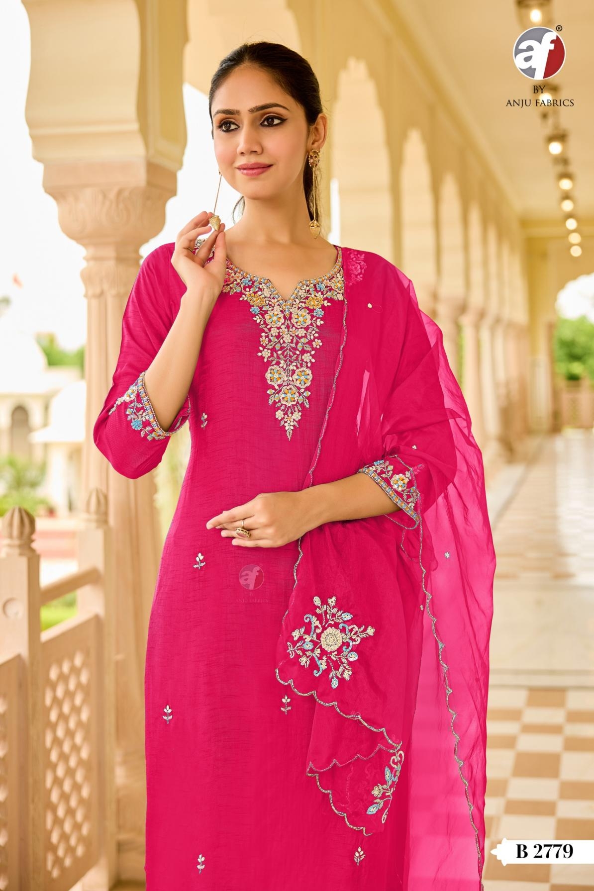 anju fab b series 2779-2780 dola silk fashionable readymade combo suits in wholesale surat