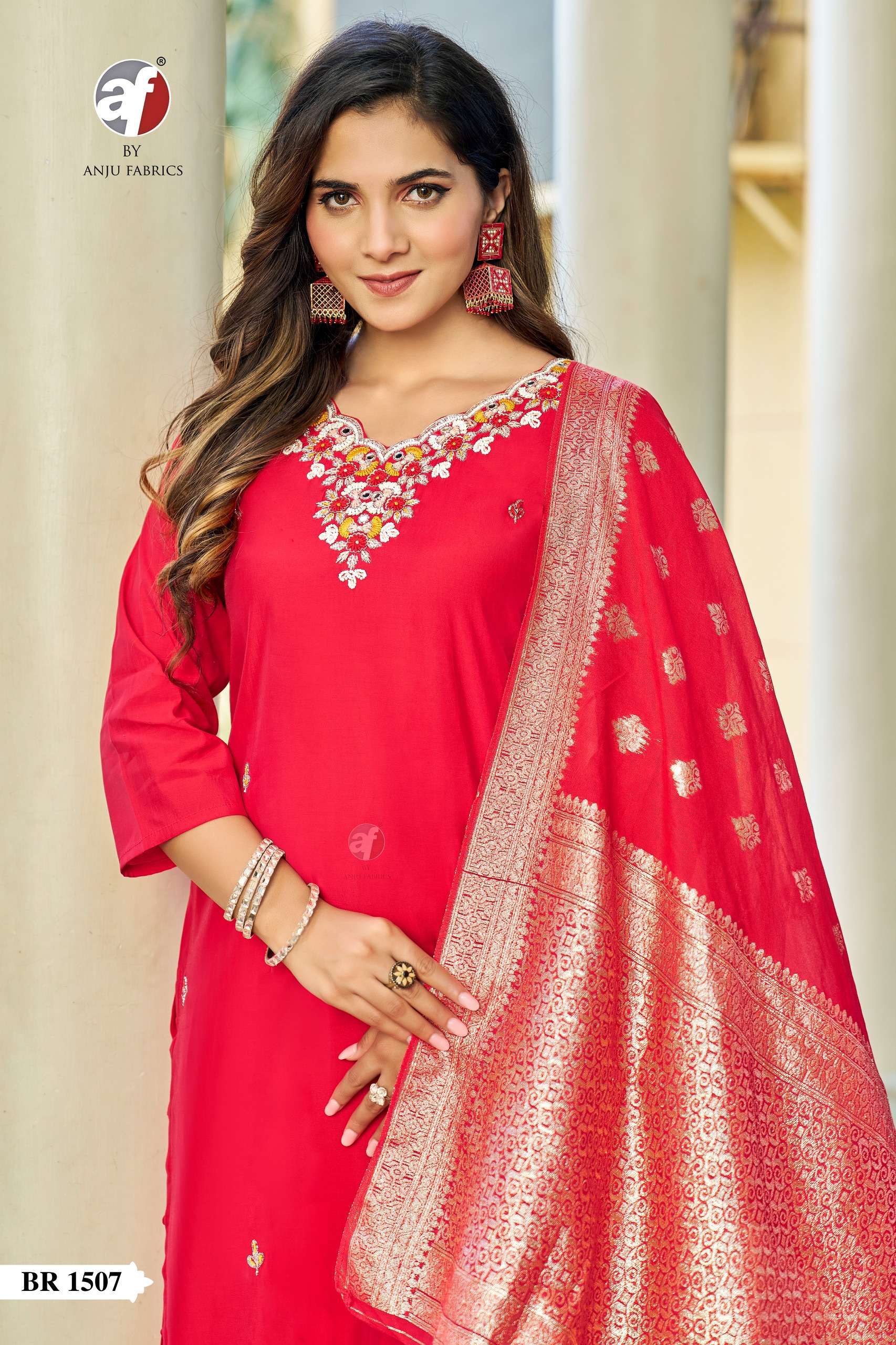 anju fab br series 1501 to 1508 modal silk karwa fully stitch combo suit in wholesale surat