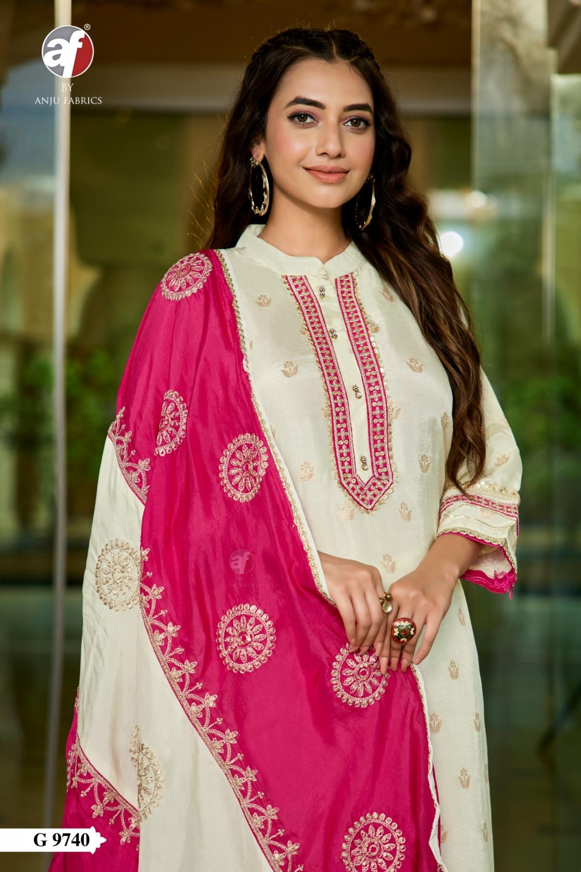 anju fab g 9740 readymade dola silk exclusive combo suit in wholesale surat