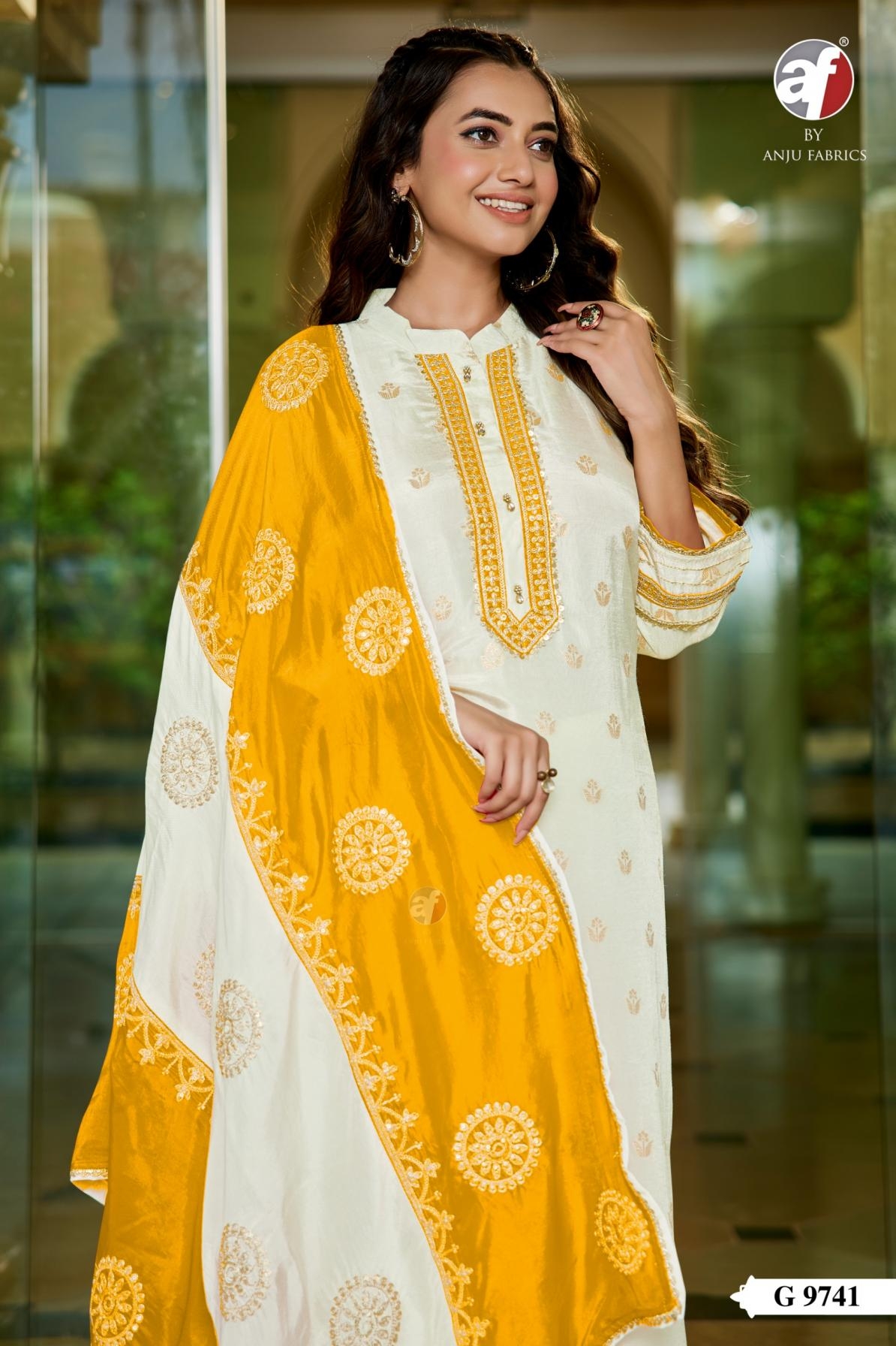 anju fab g 9741 dola silk trendy full stitch combo salwar kameez in wholesale surat