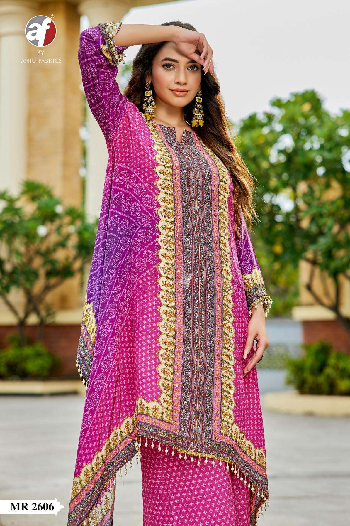 anju fab mr 2606 readymade natural crepe stylish combo kaftan kurti with pant in wholesale surat