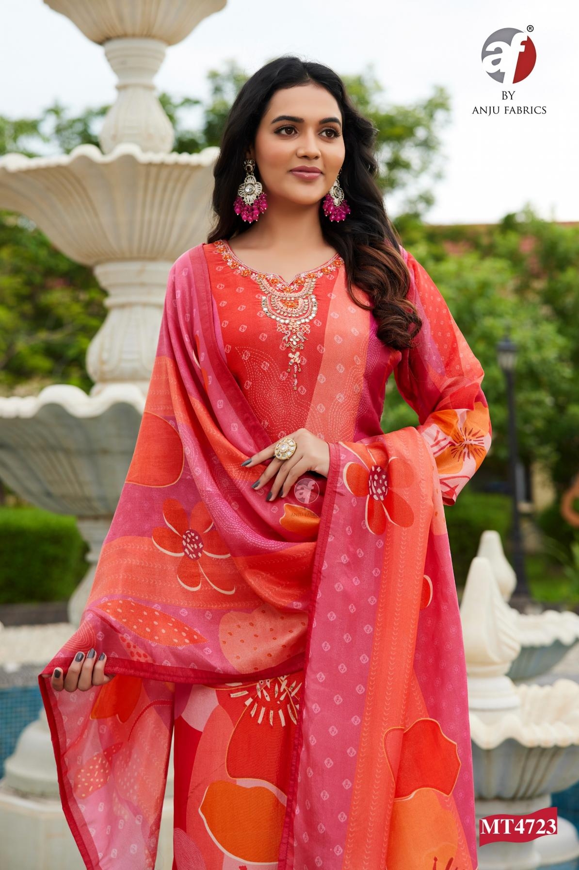 anju fab mt 4723 tissue shimmer combo set readymade suit in wholesale surat