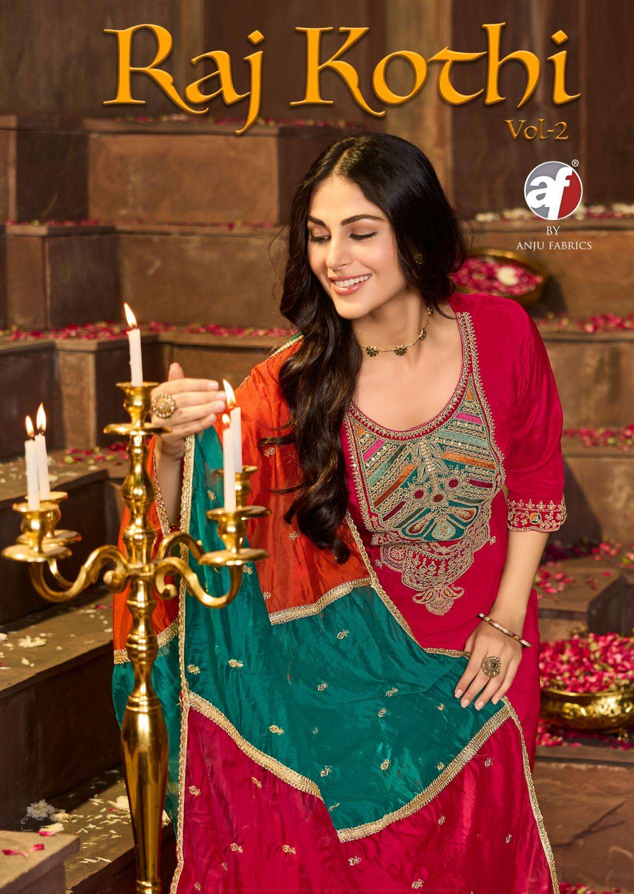 anju fab raj kothi vol 2 series 4271 to 4276 natural crepe readymade designer suit in wholesale surat