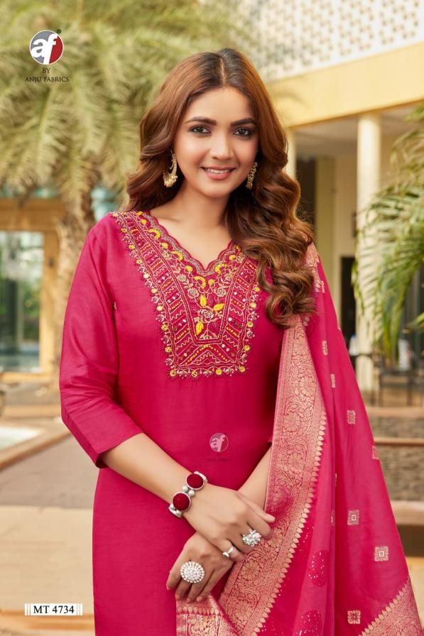 anju fab series 4733-4734 traditional dola silk readymade combo suit in wholesale surat