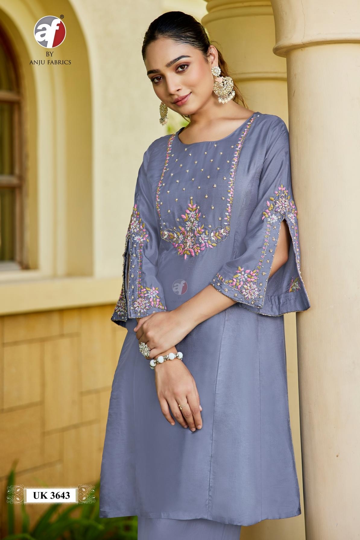 anju fab uk 3642-3643 readymade dola silk combo co-ord set in wholesale surat