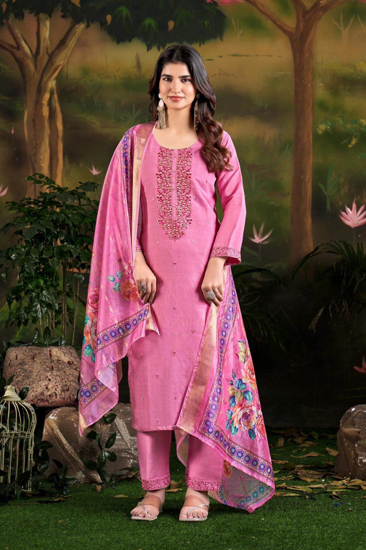 artriddhs series 1001 to 1006 vatican silk combo set full stitch casual suit in wholesale surat