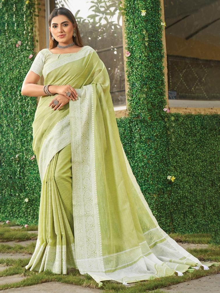 astita fancy designer VAIBHAV series 1001 to 1004 linen fabric saree with Lakhnavi Bordar saree in wholesale surat