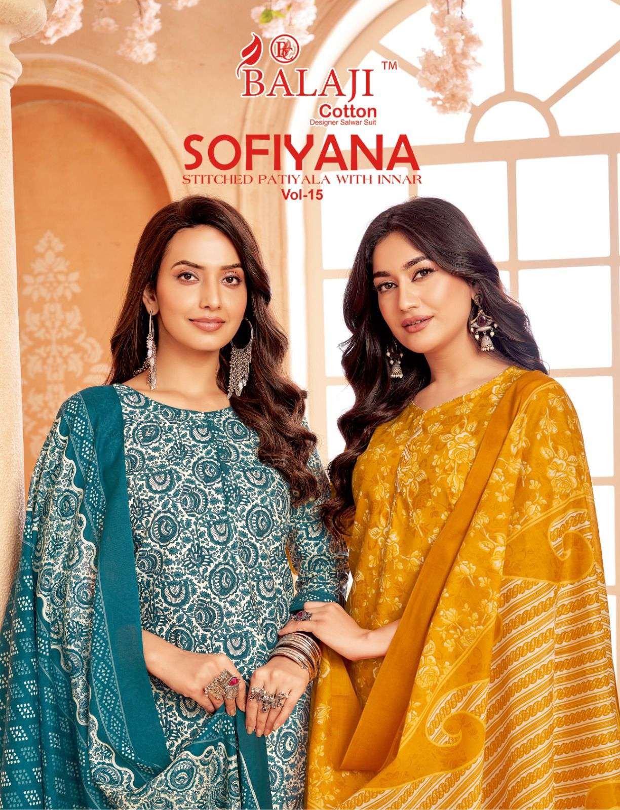 Balaji Sofiyana Vol-15 series 15001 to 15012 Heavy Indo Cotton Printed Readymade With Lining suit in wholesale surat