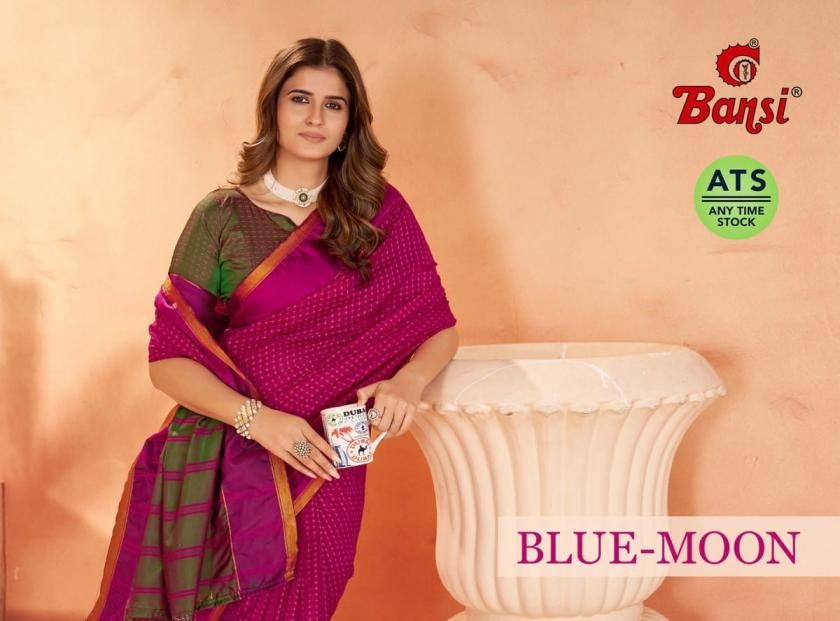 bansi blue moon series 3135 to 3145 amazing litchi weaving border pallu saree in wholesale surat