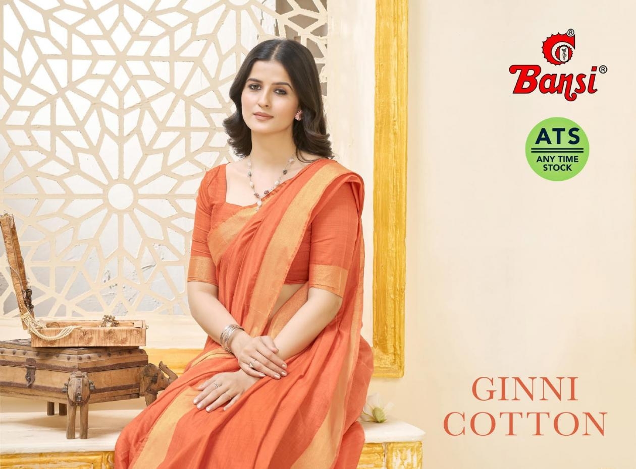 bansi ginni series 3801 to 3814 cotton daily wear jari weaving border uniform sarees in wholesale surat